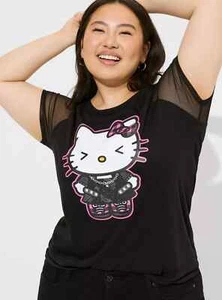 torrid Hello Kitty Classic Fit Cotton Mesh Sleeve Tee NWT 3X - Picture 1 of 9