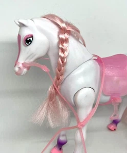 Vintage SIMBA Toy Horse White w/Pink Saddle & Bridle Barbie-Sized - WALKING - Picture 1 of 8