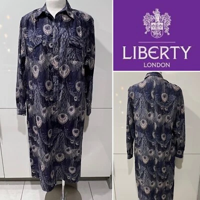 Vestido Camisa Laurie McCarthy & Liberty Londres Años 80 "Hera" Azul Lana Fina L/Slv M Foto 1 de 4