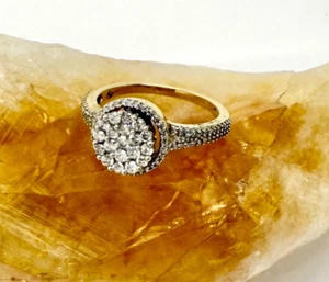 Natural Diamond Cluster Ring 14k Yellow Gold w/Card Appraisal 6.5 - Picture 1 of 6