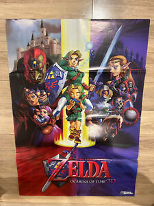 SELTENES GROSSES OFFIZIELLES NINTENDO ZELDA OCARINA OF TIME 3D N64 SPIEL 2-SEITIGES POSTER