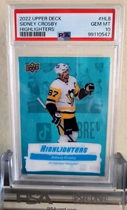 2022 Upper Deck #HL8 Sidney Crosby Highlighters Blue PSA 10 GEM MINT POP 2 - Picture 1 of 2