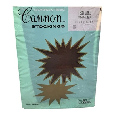Medias texturizadas sin costuras cañón vintage 100 % nailon negro niebla talla 10 Foto 1 de 2