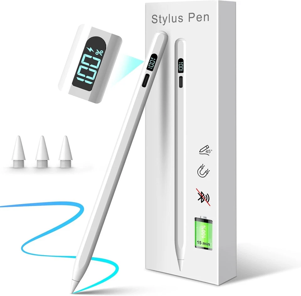 Stylus Pen für iPad Apple 2018-2025 iPad Stift 3X Schnelleres Laden/Arbeit 11H - Bild 1 von 4