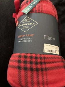 NUOVO St Johns Bay Uomo Pantaloni da Letto in Flanella Pigiama Pantaloni 5XL Rosso Nero - Foto 1 di 4