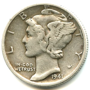 USA one dime argent Mercury 1941 n°4491 - Imagen 1 de 2