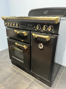 RANGEMASTER CLASSIC 90 CM ⚡️DUAL FUEL🔥 RANGE COOKER IN BLACK & BRASS TRIM. - Picture 1 of 16