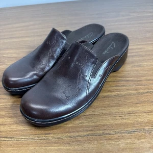 Clarks Brown Mules Slip On Clogs Style 70879 Decorative Stitches Adult Women 11M - Picture 1 of 11