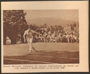 BADEN-BADEN (D) MARCEL BERNARD TOURNOI INTERNATIONAL DE TENNIS IMAGE PRINT 1948 - Imagen 1 de 1