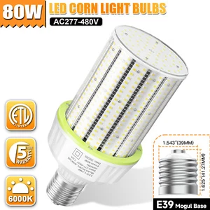 480V 80W LED Corn Light Cob Bulb Commercial Warehouse Industrial High Bay Lamp - Picture 1 of 16