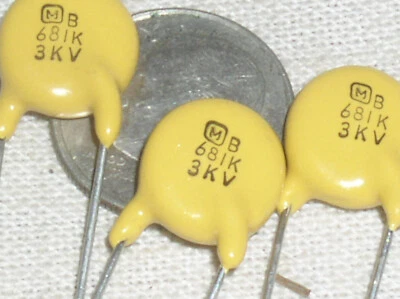 3 NEW PANASONIC ECK 680PF 680 PF 3000V 3KV Y5P CERAMIC DISC DISK CAPACITOR USA - Image 1 of 3