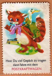 GERMANY CINDERELLA STAMP " IF YOU HAVE A LOT OF LUGGAGE TO CARRY, GO WITH IT " - Picture 1 of 2