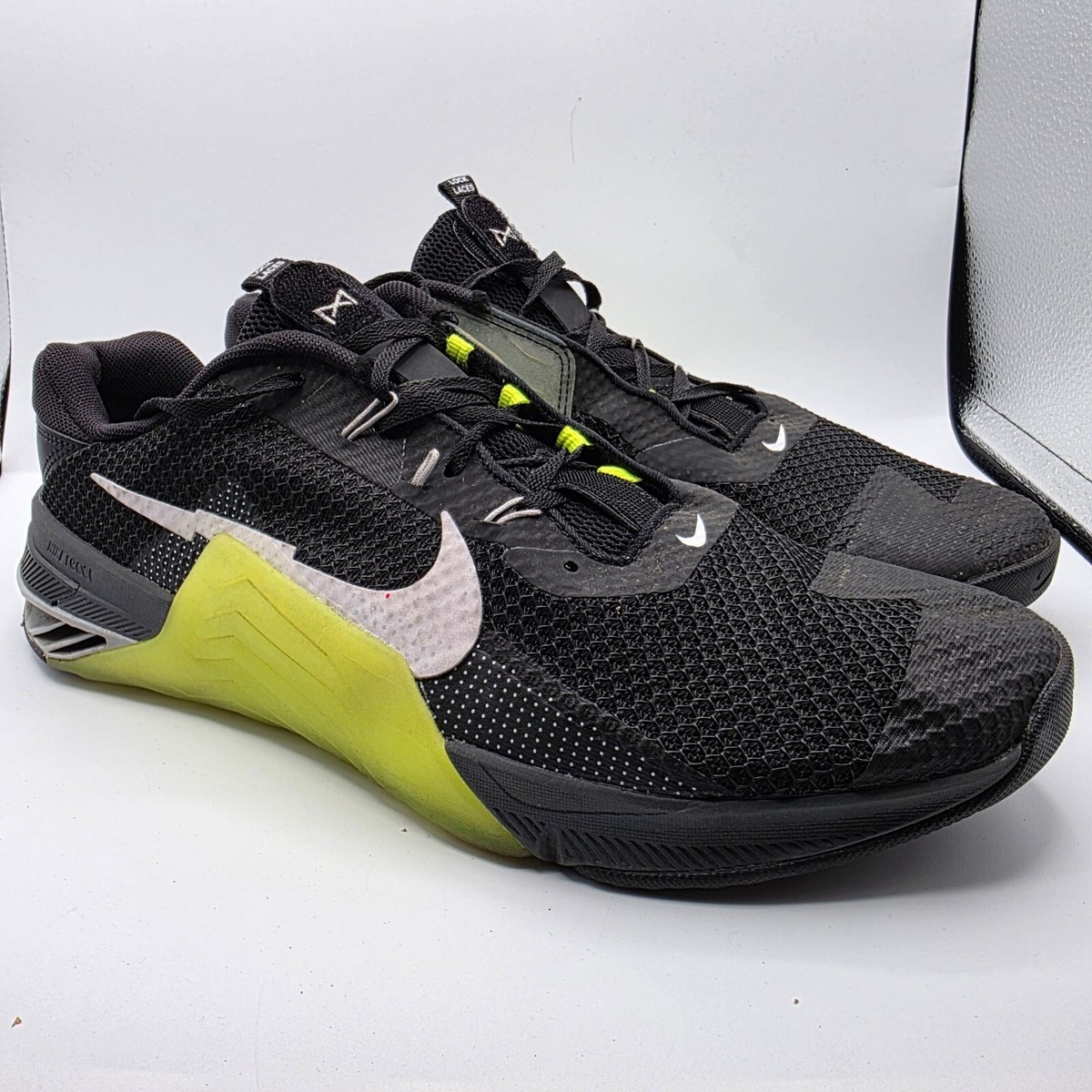 Nike Metcon 7 Black White Volt Iron Gray Mens Size 14  display picture 2