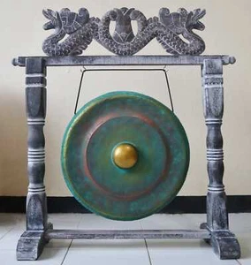 Medium Healing Gong im antiken Stil Ständer - 50 cm Gong Durchmesser - Greenwash - Bild 1 von 1
