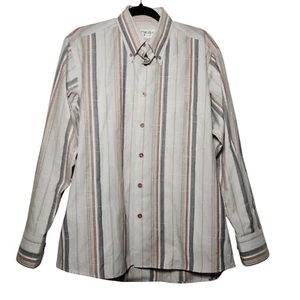 Yildiz Shirt Button Down Long Sleeves Striped Made In Türkiye Size L-XL - Picture 1 of 7
