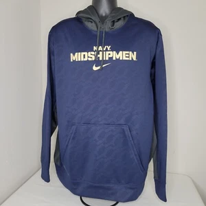 Nike Navy Midshipmen Therma-fit Hoodie Sweatshirt Men’s Gray Blue NEW XXL - Picture 1 of 13