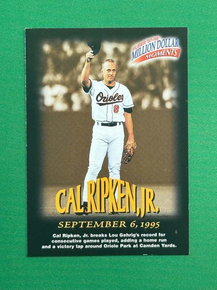 1997-98 Fleer Million Dollar Moments Baseball #8 of 50 Cal Ripken Jr. - Image 1 of 2