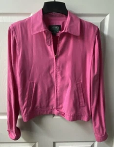 Vintage LRL Ralph Lauren Womens Medium Pink Silk Jacket Front Zip Pockets  EUC - Picture 1 of 7