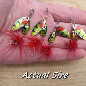 Trout Perch Fishing Spinners 4 x Size 2 Chub Pike Red Feather Tail Classic Lure - Picture 1 of 11