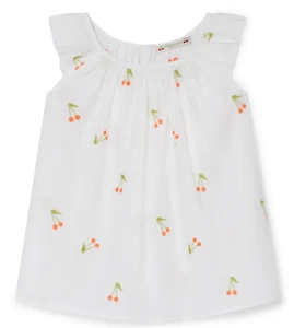 Bonpoint Girls Size 4 White Natural Genia Cherries Print Blouse Originally $235 - Picture 1 of 7