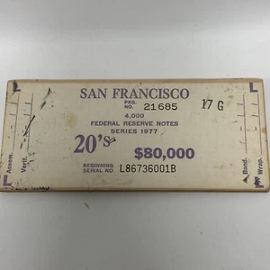 San Francisco Federal Reserve Wood Currency Banding Board Series 1977 20's - Picture 1 of 2