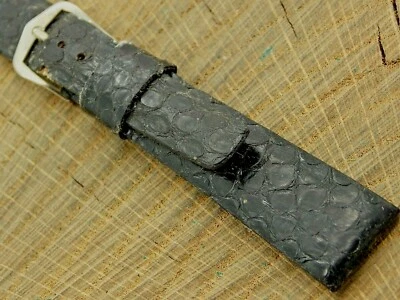 Correa de reloj JB Champion vintage serpiente negra con hebilla tono plata 17,5 mm usada Foto 1 de 4