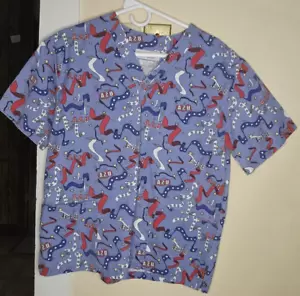 Natural Uniforms Natural Prints XS Scrub Top USA Red White Blue Unisex EUC - Picture 1 of 1