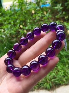 16mm Genuine Natural Purple Amethyst Crystal Round Beads Bracelet AAA - Picture 1 of 2