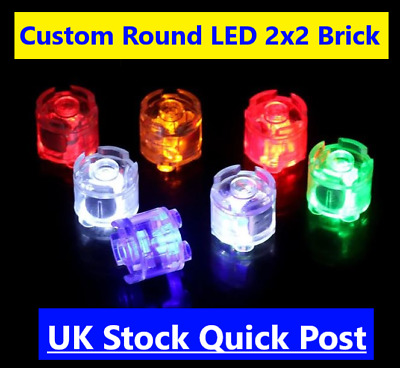 LED Custom Light Up Round 2x2 Brick Lego Compatible Lots Of Colours Freepost • 2.99£