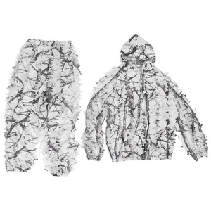 Ghillie Anzug Seide Schnee Wild Tarnfarbe 3D Blatt Jacke Hose Set Jagd Kleidung - Bild 1 von 24