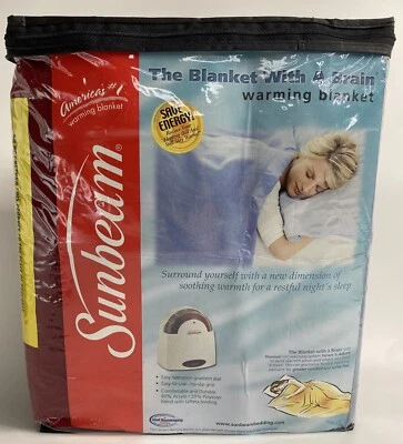 NOS Sunbeam Twin Heated Electric Blanket 10 Hr Auto Off Setting Machine Wash USA - Image 1 of 4