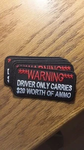 BIKER PATCH "WARNING DRIVER ONLY CARRIES" NEW NICE - Picture 1 of 1