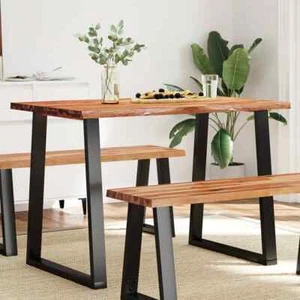 vidaXL Tavolo da Pranzo Bordi Vivi 110x70x75 cm Legno Massello Acacia - Foto 1 di 9