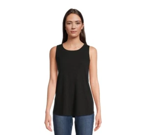 Time and Tru Women's Ribbed Swing Tank Top, Size M 8-10 Black - Picture 1 of 6