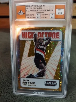 2016-17 Panini Threads - High Octane Clyde Drexler #7 Century Orange Dazzle /25 - Image 1 of 4