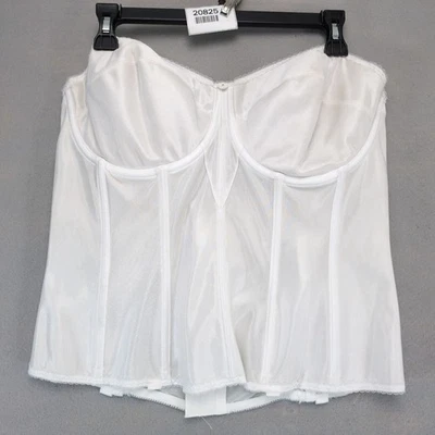 Sujetador largo satinado blanco Dominique Juliette 42D Bustier corsé nupcial con aros Foto 1 de 4