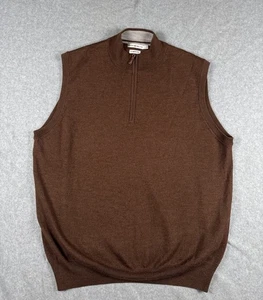 Peter Millar Merino Wool 1/4 Zip Golf Sweater Vest Men’s Large Brown - Picture 1 of 15
