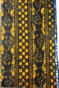 Tela acolchada de algodón batik de 1,5 yardas en patrón negro y naranja - Ghana - Imagen 1 de 5