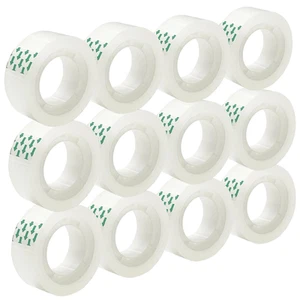12 Rolls Transparent Tape Refills Rolls 3/4-Inch X 720 Inch, 1 Inch Core, Clear - Picture 1 of 12