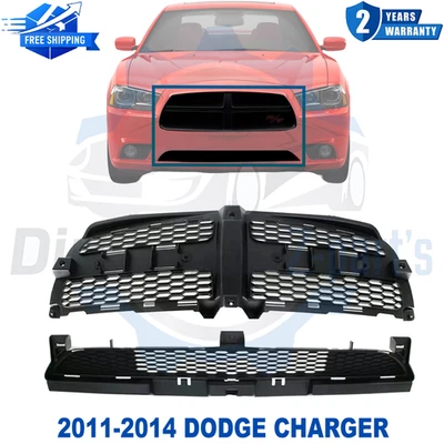 Rejilla delantera superior e inferior texturizada negra para Dodge Charger 2011-2014 Foto 1 de 4