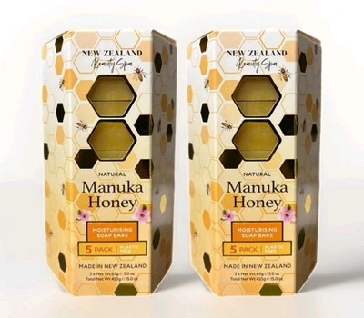 THE NEW ZEALAND SOAP FACTORY 2x New Zealand Beauty Spa Manuka Honey Moisturizing SOAP Bars 5 Pack 85g per Bar