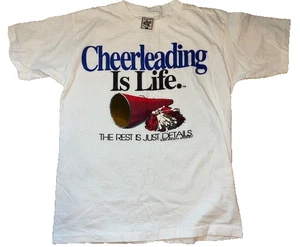 1994 Big Ball Sports Cheerleading Is Life Bowling Shirt White Men Large USA Made - Picture 1 of 6