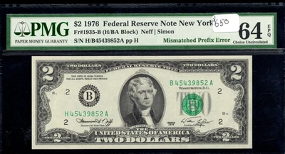 Mismatched Suffix Letter Error B and H Mismatched B45439852A 1976 - Image 1 of 2