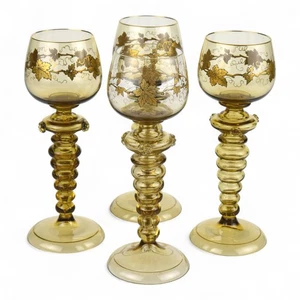 Set of 4 Bohemian Glass Roemer Goblets Fritz Heckert Czech Moser - Picture 1 of 3