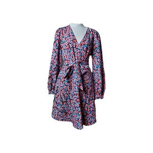 Popsugar Minikleid Blumen Langarm V-Ausschnitt rot rosa schwarz blau Größe S - Bild 1 von 7