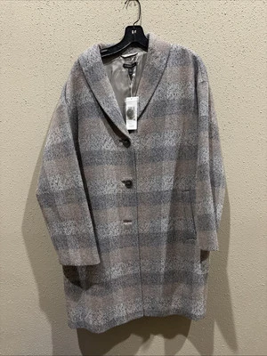 Eileen Fisher Alpaca Wool Twill Plaid Shawl Collar NWT, M - Image 1 of 4