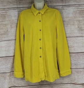 Mododoe Womens Size Medium Button Up Fleece Long Sleeve Shirt Yellow - Picture 1 of 8