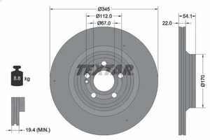 1X Brake disc TEXTAR 92307005 for MERCEDES-BENZ GLE (V167) 2 2019-2023 - Picture 1 of 6