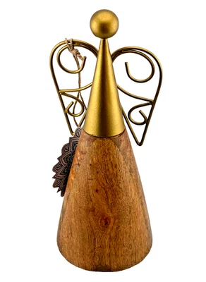 Estatua escultura de ángel abstracto de 10 pulgadas de madera y metal dorado nueva con etiquetas Foto 1 de 4