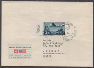 SUISSE / 22-5-1947 LETTRE AVION DE GENEVE POUR COLMAR VIA LES USA - SWISSAIR - Picture 1 of 2